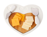 Debora Carlucci White Porcelain and Wood 3pc Cheese Cutting Board